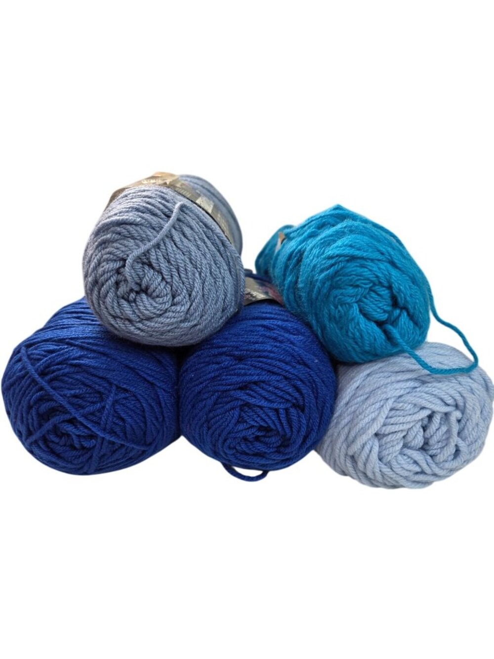 Lot Bundle Vtg Acrylic Yarn Blue Shades 4-Ply Worsted Weight Including Red Heart